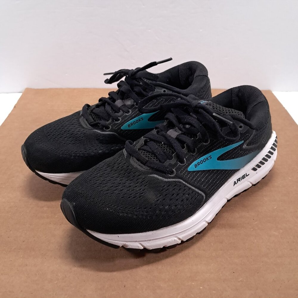 Brooks Ariel 20 Shoes Women 8 B Black Blue Athletic Running Sneakers 1203151B064